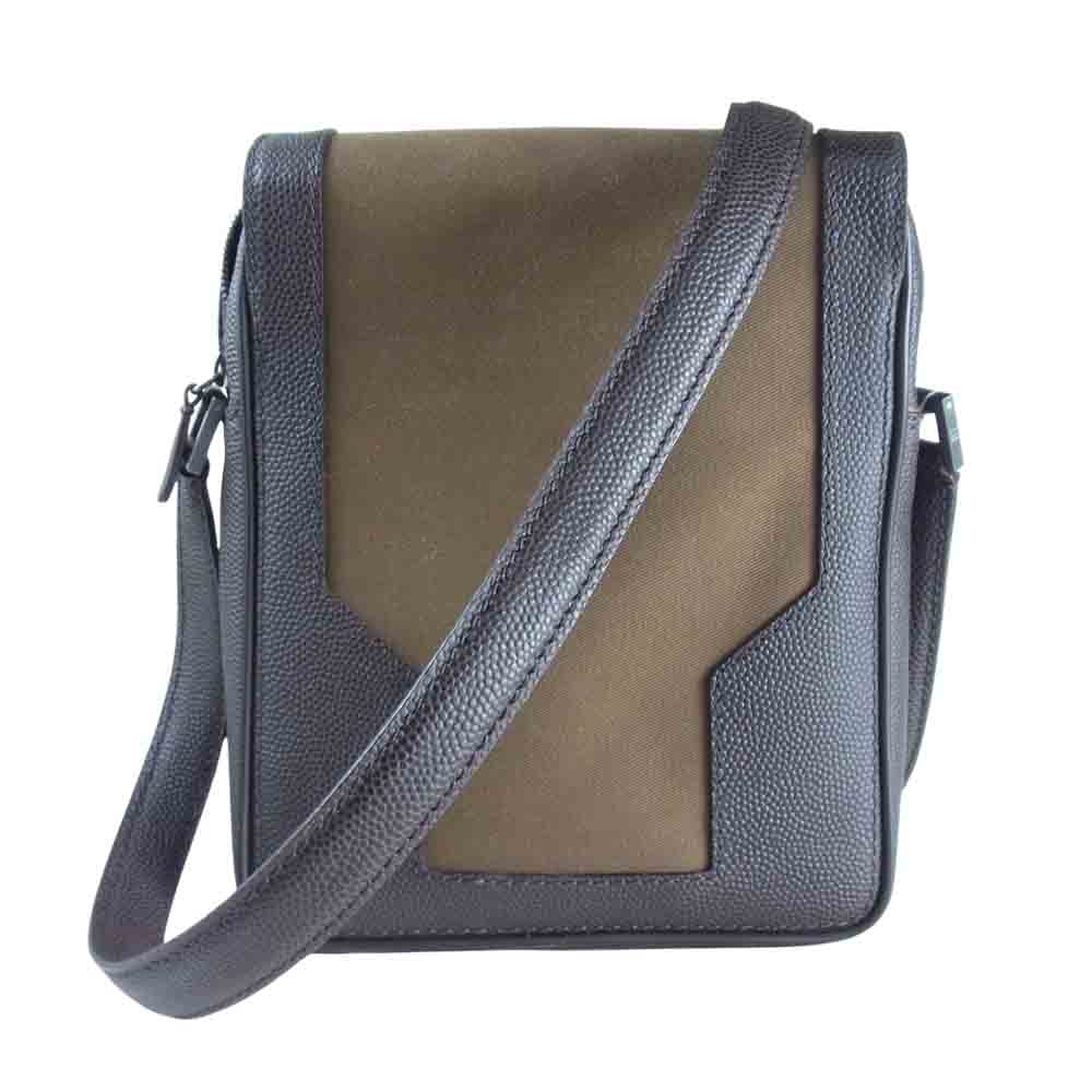 Dunhill ダンヒル 03H06 キャンバス 型押し レザー ショルダーバッグ ブラウン系【新古品】【未使用】【中古】