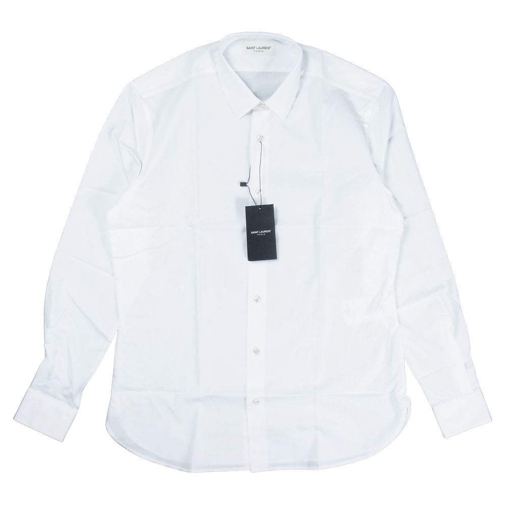 SAINT LAURENT サンローラン 536096 Y217W 国内正規品 プレーン 長袖 シャツ ホワイト系 38【新古品】【未使用】【中古】