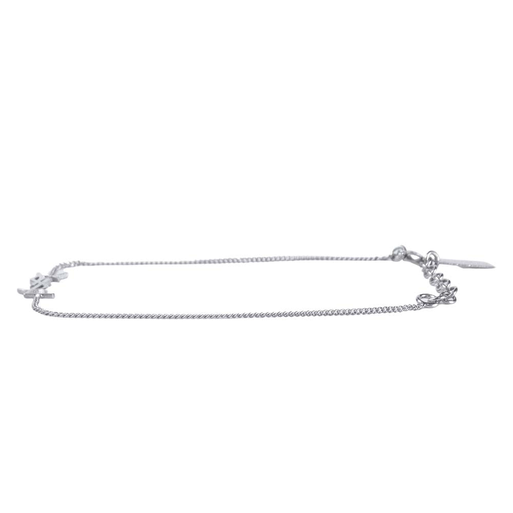 SAINT LAURENT サンローラン ロゴ チャーム シルバー ブレスレット シルバー系【極上美品】【中古】