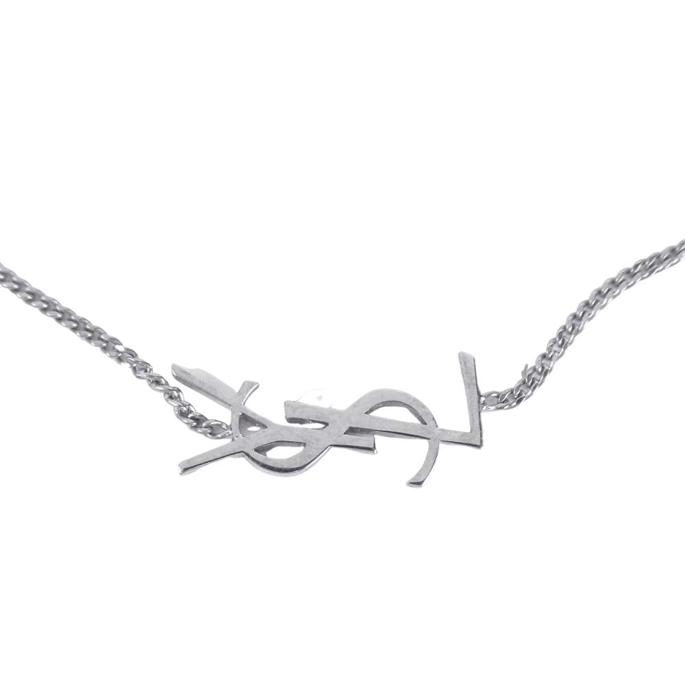 SAINT LAURENT サンローラン ロゴ チャーム シルバー ブレスレット シルバー系【極上美品】【中古】