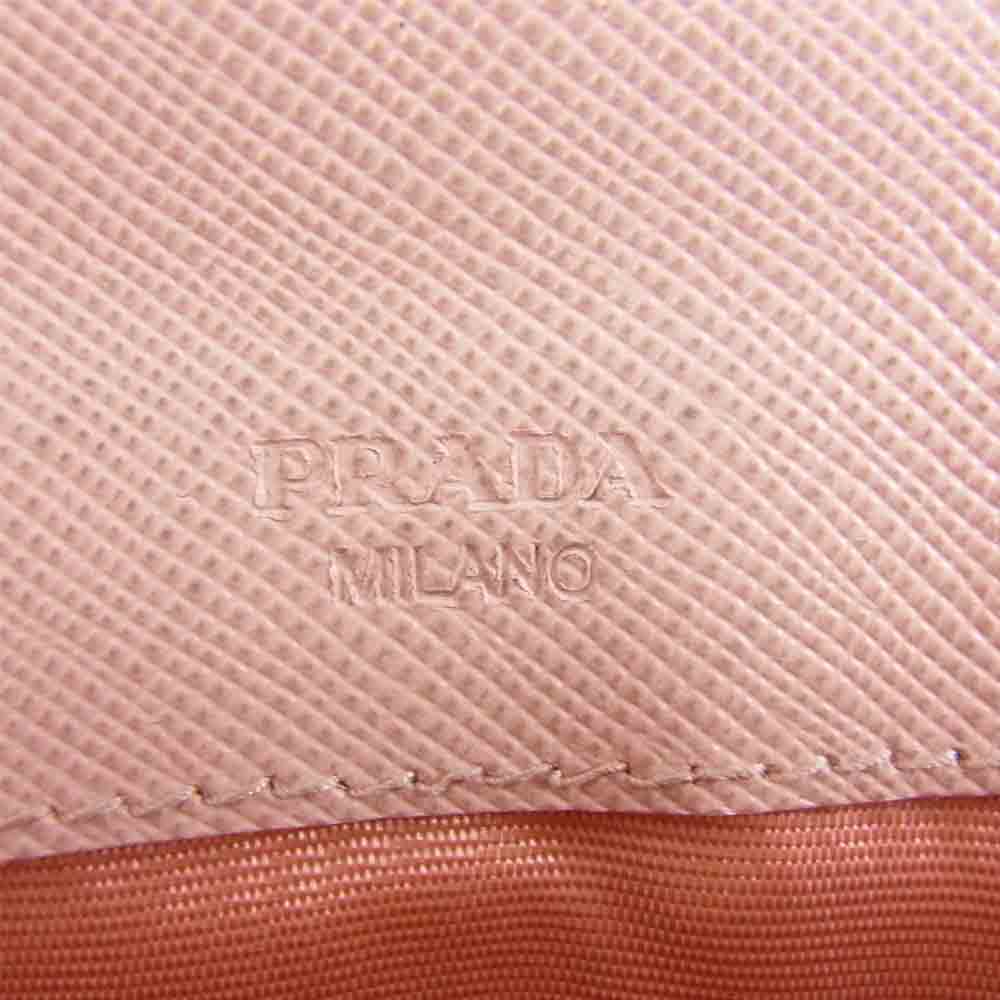 PRADA プラダ リボン 二つ折り サフィアーノ 長財布 ピンク系【中古】