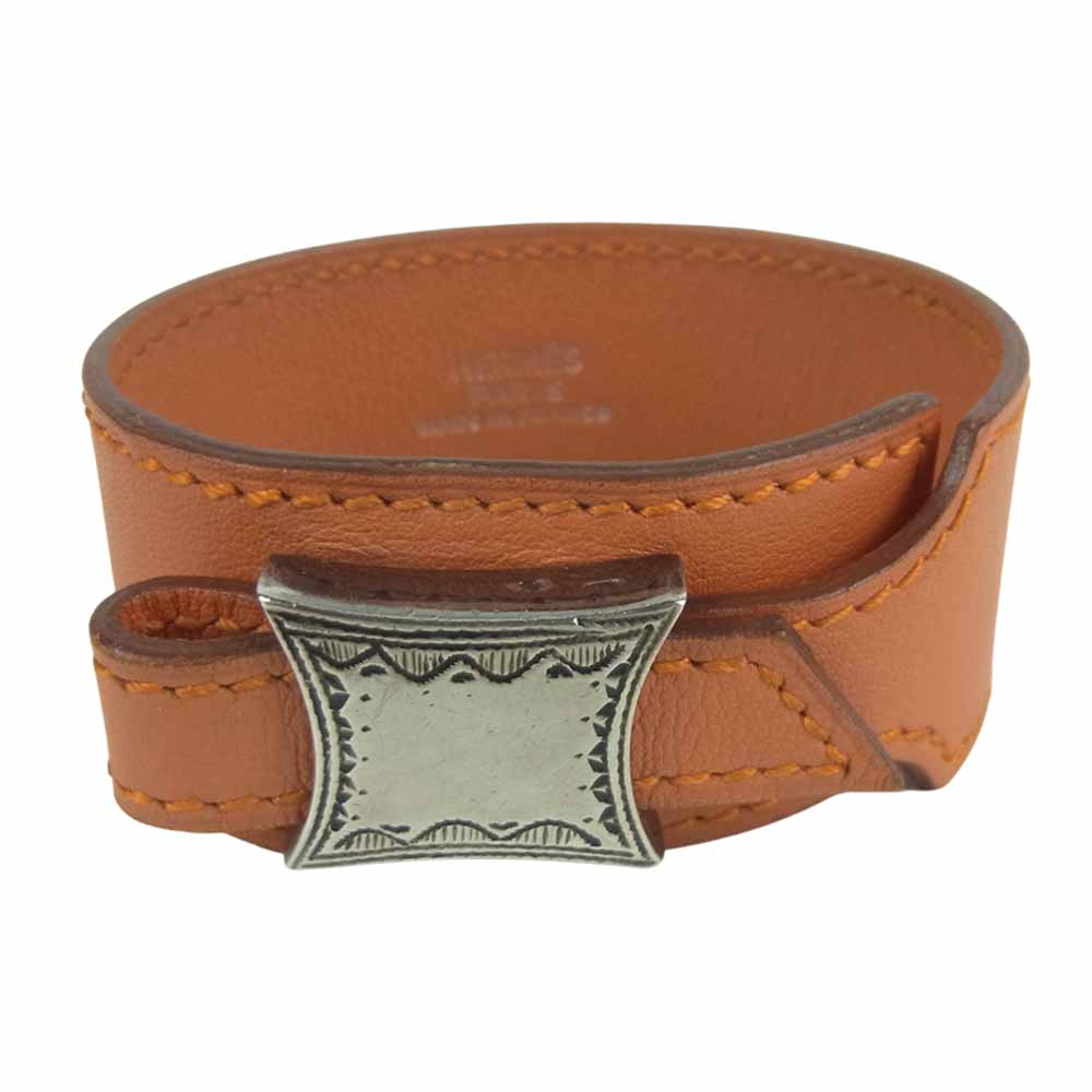 HERMES エルメス アフリカ期 トゥアレグ レザー ブレスレット フランス製 オレンジ系【中古】