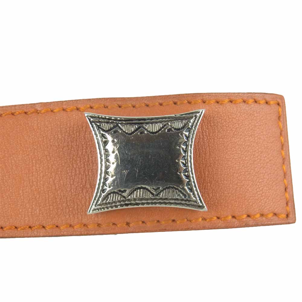 HERMES エルメス アフリカ期 トゥアレグ レザー ブレスレット フランス製 オレンジ系【中古】