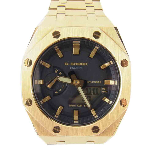 G-SHOCK ジーショック GA-2100TH メタルパーツ カスタム カシオーク デジアナ 腕時計 リストウォッチ ゴールド系【中古】