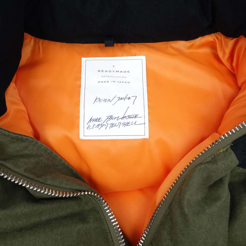 READY MADE レディメイド RE-CO-KH-00-00-39 2TONE DOWN JACKET 2トーン ダウン  カーキ系 1【美品】【中古】