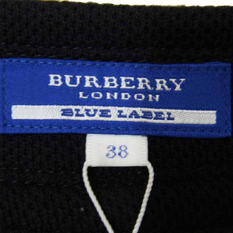 BURBERRY バーバリー BLUE LABEL ハーフジップ ウエストベルト 半袖 ワンピース ブラック系 38【新古品】【未使用】【中古】