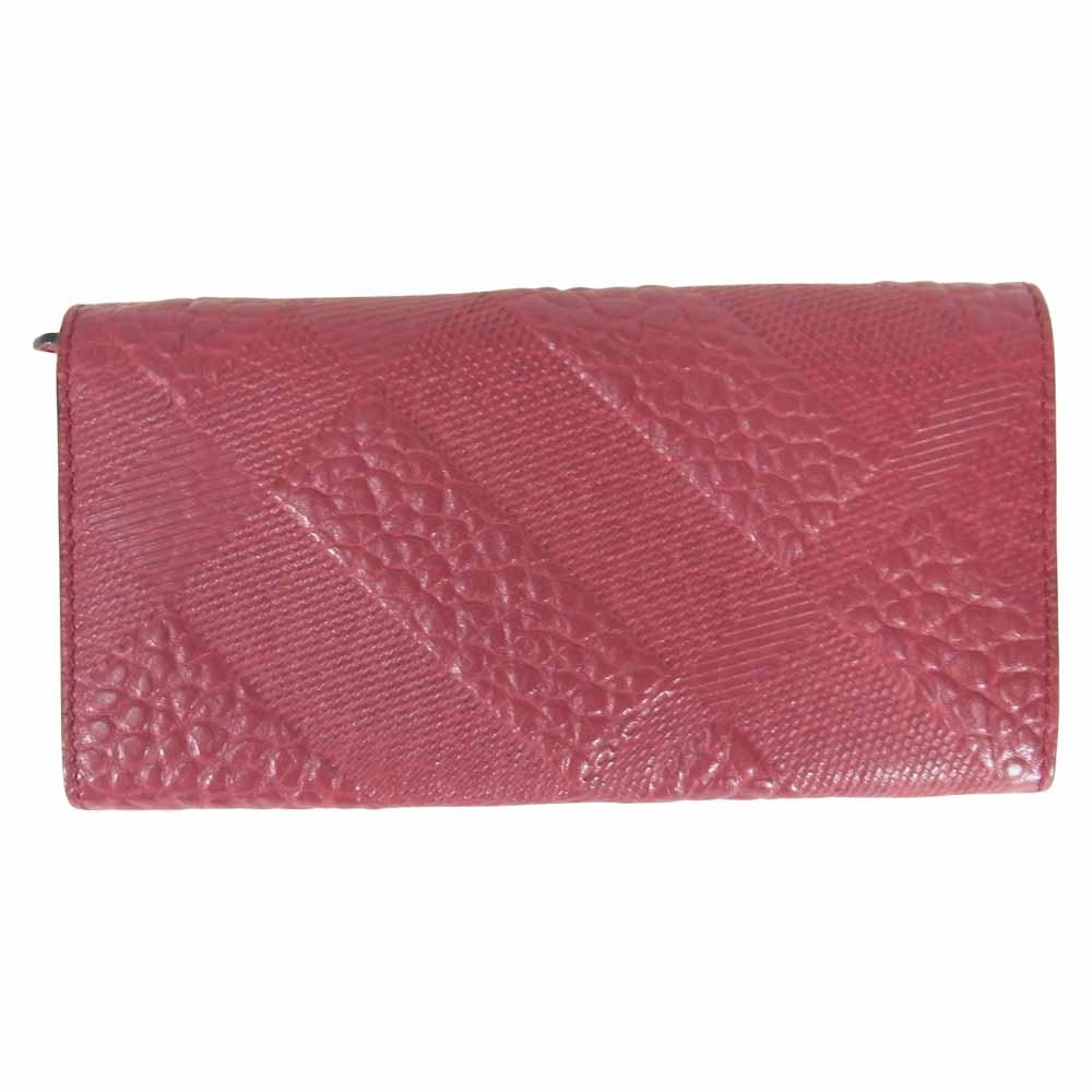BURBERRY バーバリー 型押し 長財布 レッド系【中古】