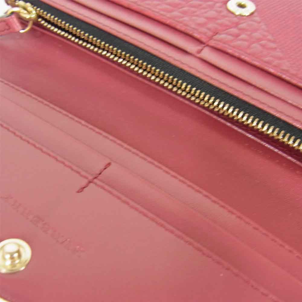 BURBERRY バーバリー 型押し 長財布 レッド系【中古】