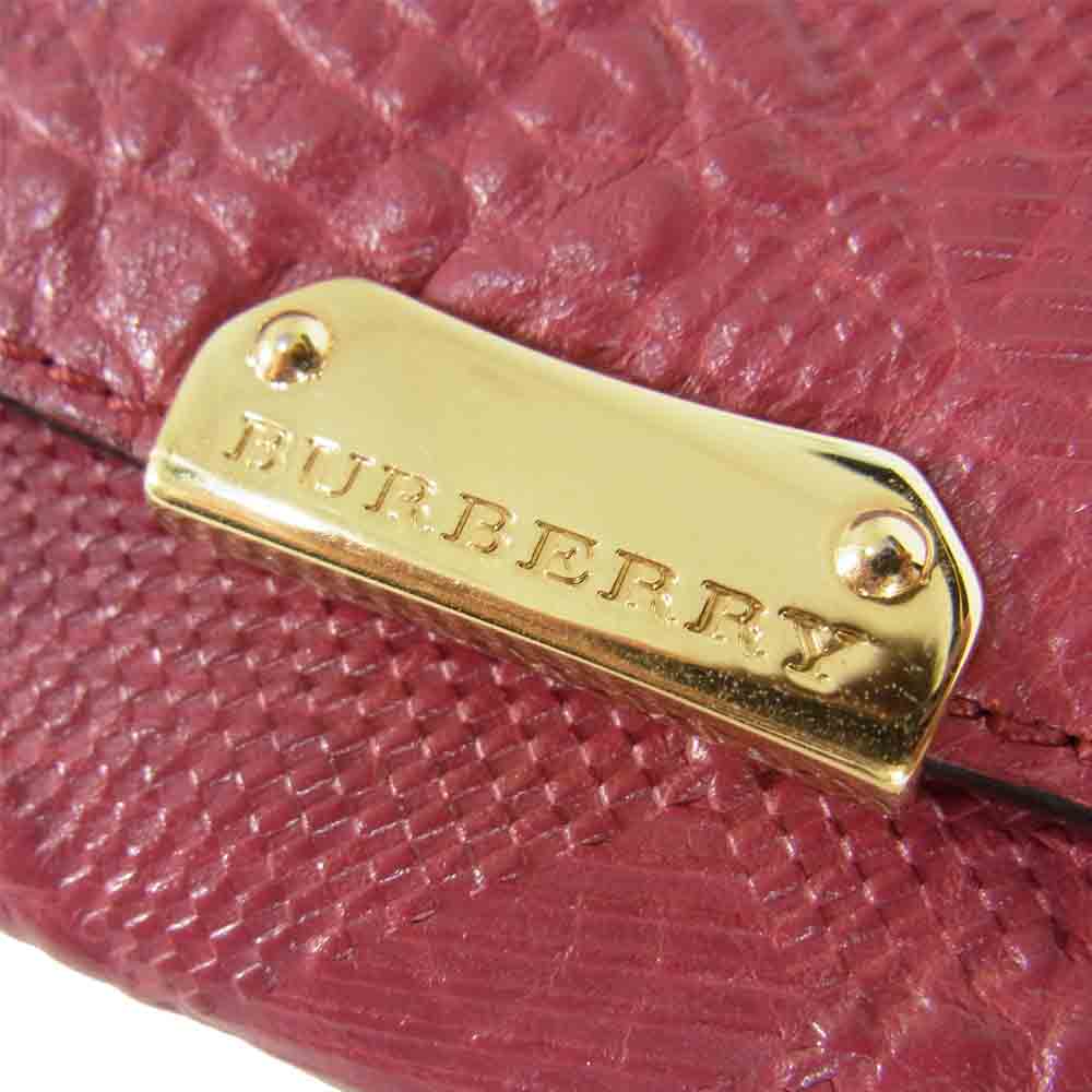 BURBERRY バーバリー 型押し 長財布 レッド系【中古】