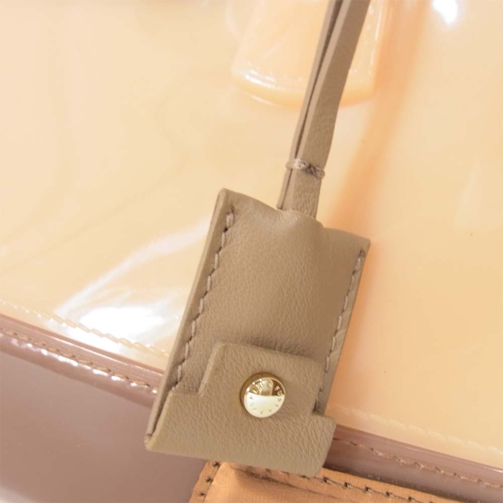 Furla フルラ エナメル ハンドバッグ ベージュ系【中古】