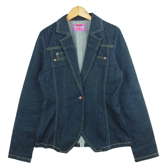 EVISU エヴィス donna エヴィスドンナ ストレッチ デニム テーラード ジャケット インディゴブルー系 L【中古】