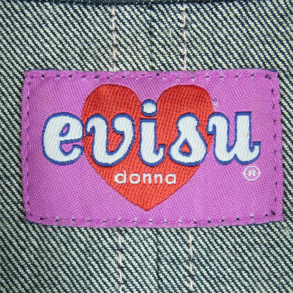 EVISU エヴィス donna エヴィスドンナ ストレッチ デニム テーラード ジャケット インディゴブルー系 L【中古】