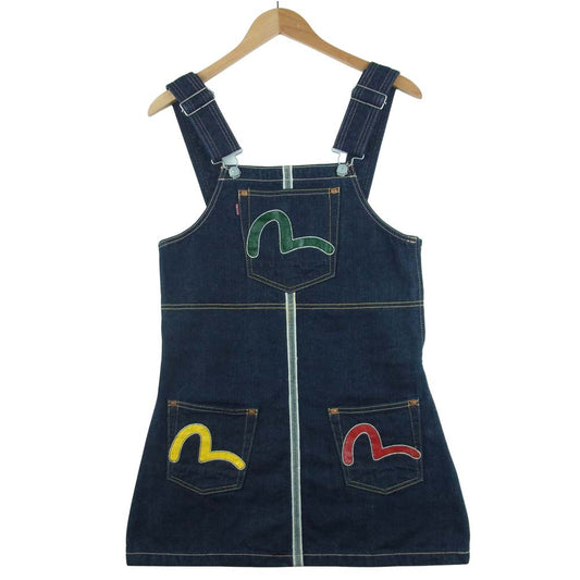 EVISU エヴィス evisu donna エヴィスドンナ ストレッチ デニム ワンピ ワンピース インディゴブルー系 L【美品】【中古】