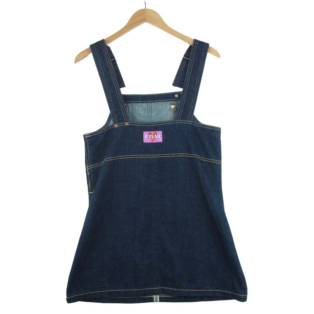 EVISU エヴィス evisu donna エヴィスドンナ ストレッチ デニム ワンピ ワンピース インディゴブルー系 L【美品】【中古】