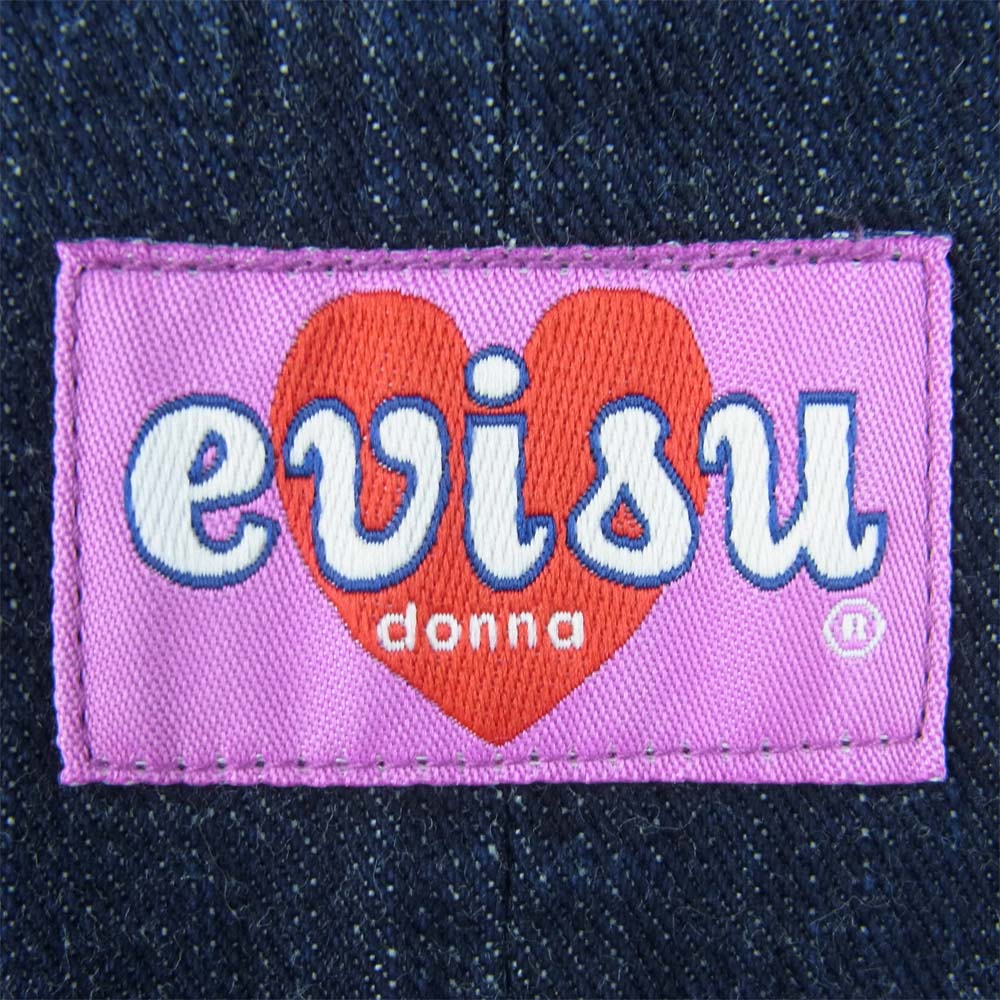 EVISU エヴィス evisu donna エヴィスドンナ ストレッチ デニム ワンピ ワンピース インディゴブルー系 L【美品】【中古】