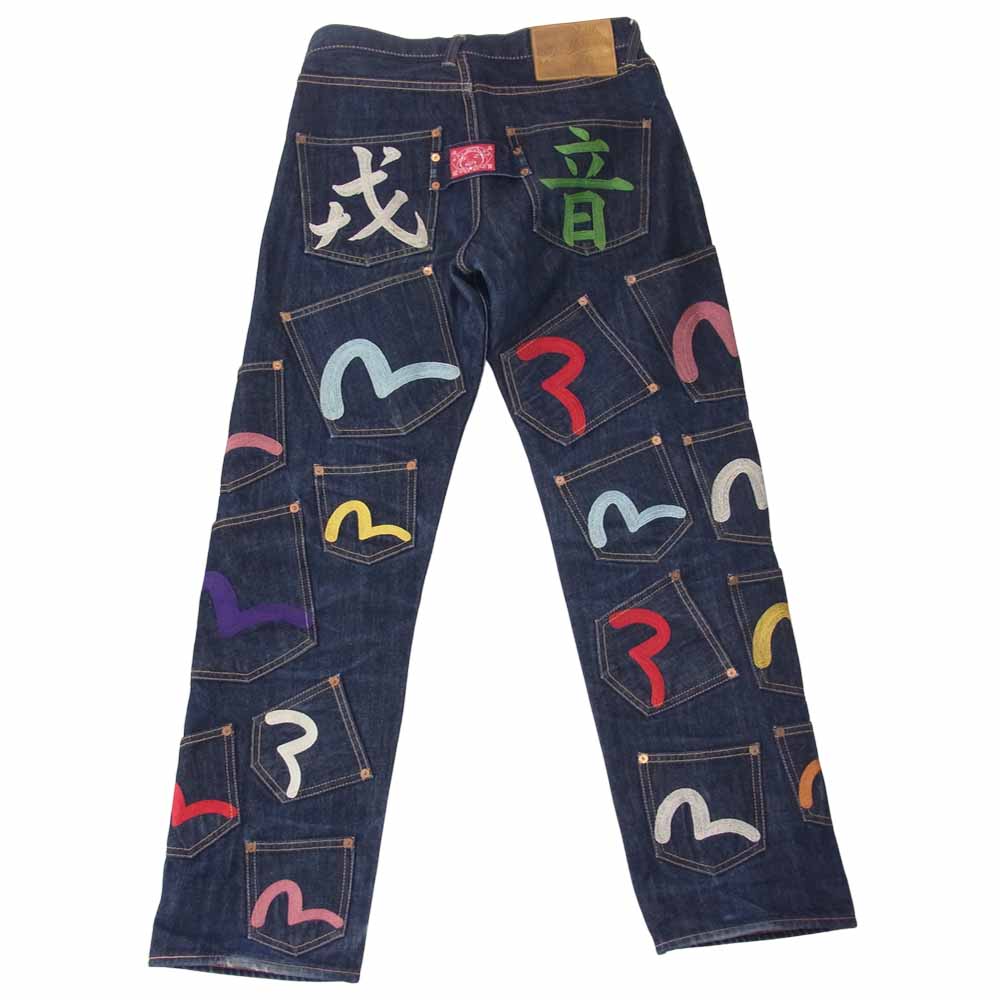 EVISU エヴィス × siotani brothers 塩谷兄弟 マルチポケット カモメステッチ デニム インディゴブルー系 28【中古】
