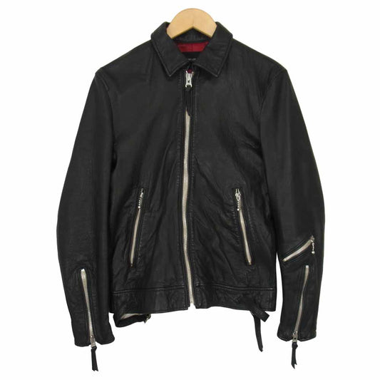 nano universe ナノユニバース ラムレザー シングル ライダース ジャケット ブラック系 M【中古】