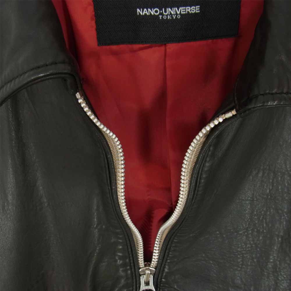 nano universe ナノユニバース ラムレザー シングル ライダース ジャケット ブラック系 M【中古】