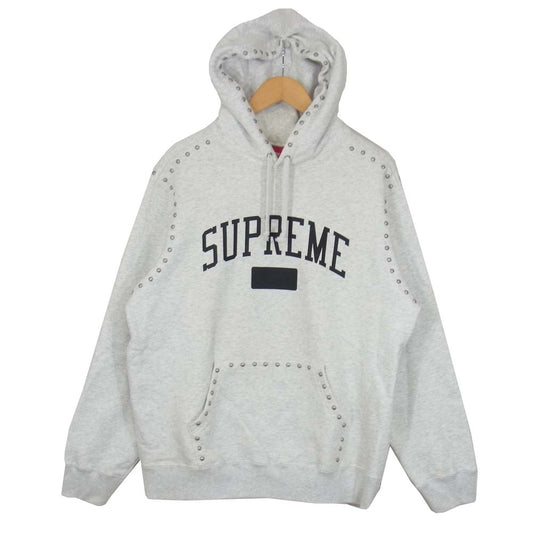 Supreme シュプリーム 18AW Studded Hooded Sweatshirt スタッズ フーディー プルオーバー グレー系 M【中古】