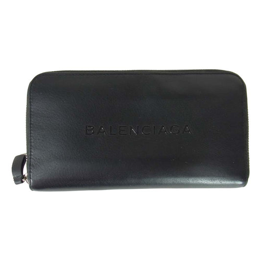 BALENCIAGA バレンシアガ 505052 エブリデイ コンチネンタル クリア ロゴ ロング ウォレット ブラック系【中古】