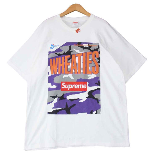 Supreme シュプリーム 21ss Wheaties Tee ウィーティーズ ロゴ プリント カモ  半袖 Tシャツ ホワイト系 L【新古品】【未使用】【中古】