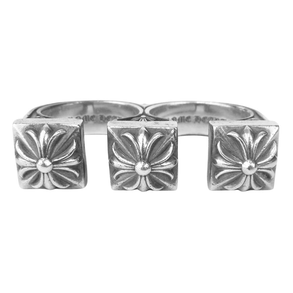 CHROME HEARTS クロムハーツ（原本無） BRSS KNCKLS ゼロピラミッド スタッズ ブラス ナックル リング シルバー系 23号程度【中古】