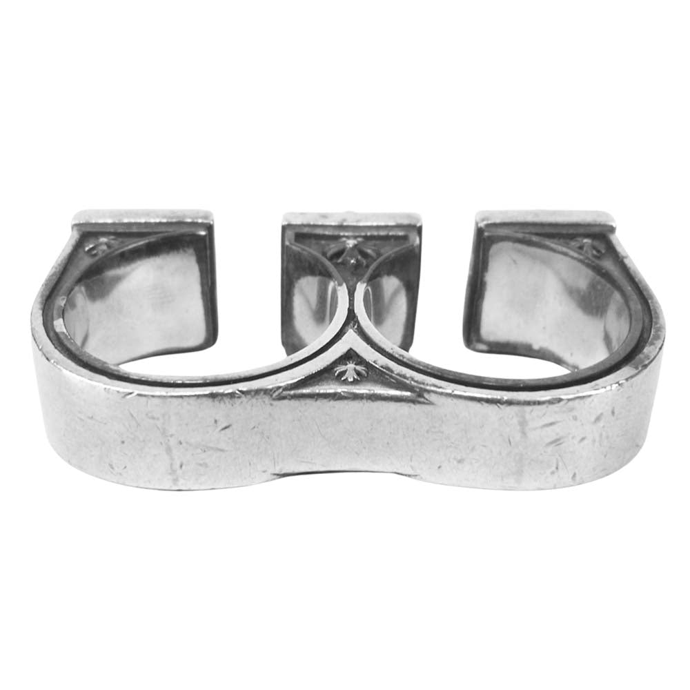 CHROME HEARTS クロムハーツ（原本無） BRSS KNCKLS ゼロピラミッド スタッズ ブラス ナックル リング シルバー系 23号程度【中古】