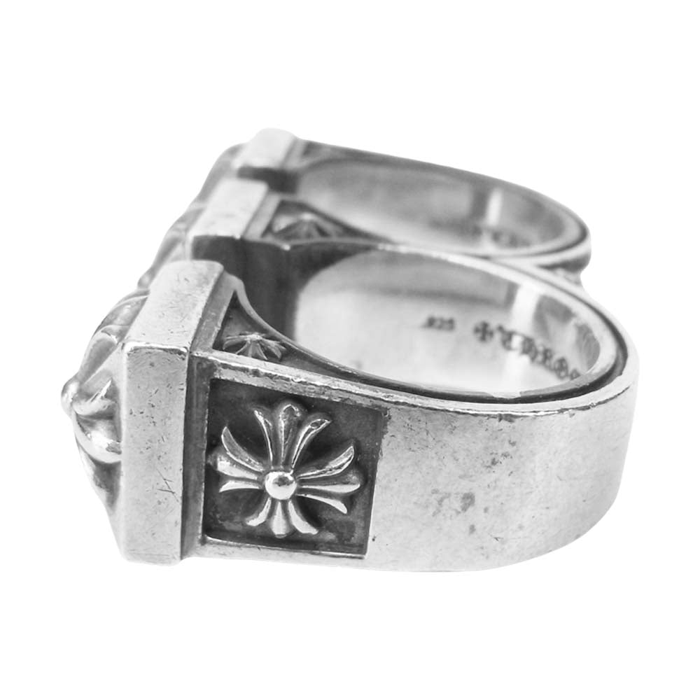 CHROME HEARTS クロムハーツ（原本無） BRSS KNCKLS ゼロピラミッド スタッズ ブラス ナックル リング シルバー系 23号程度【中古】