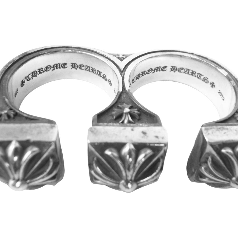 CHROME HEARTS クロムハーツ（原本無） BRSS KNCKLS ゼロピラミッド スタッズ ブラス ナックル リング シルバー系 23号程度【中古】