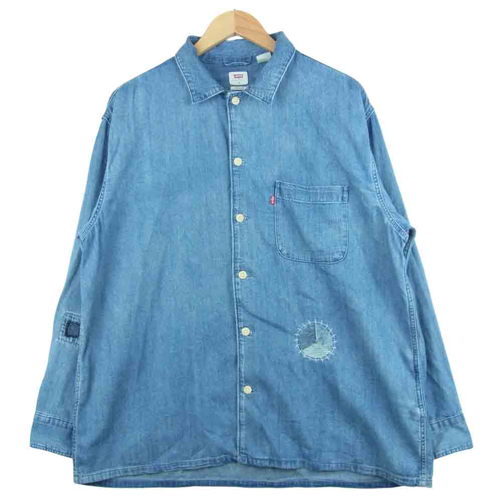 Levi's リーバイス パッチワーク デニム 長袖 シャツ コットン スリランカ製 インディゴブルー系 M【中古】