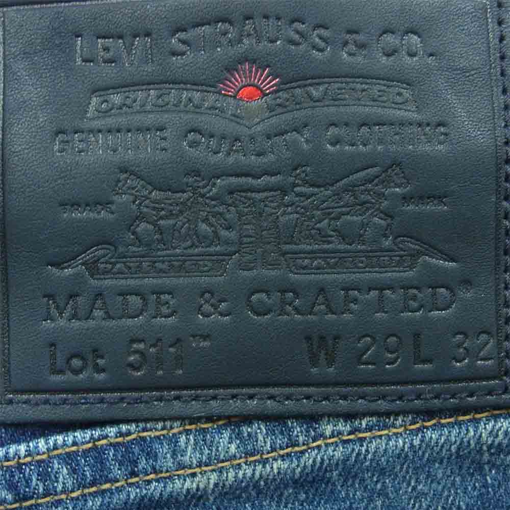 Levi's リーバイス 56497-0023 made&crafted メイドアンドクラフテッド 511 スリム ダメージ 加工 刺繍 デニム パンツ インディゴブルー系 W29 L32【極上美品】【中古】