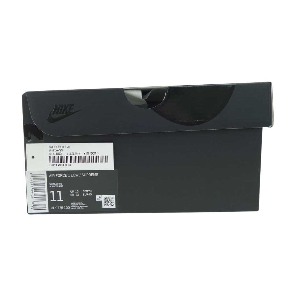 Supreme シュプリーム CU9225-100 × NIKE ナイキ AIR FORCE 1 Low エアフォース ワン ロー ホワイト系 29cm【新古品】【未使用】【中古】