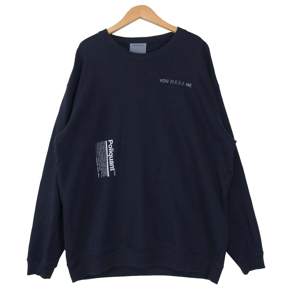 ポリクアント ロゴ プリント クルーネック スウェット ネイビー系 3【中古】