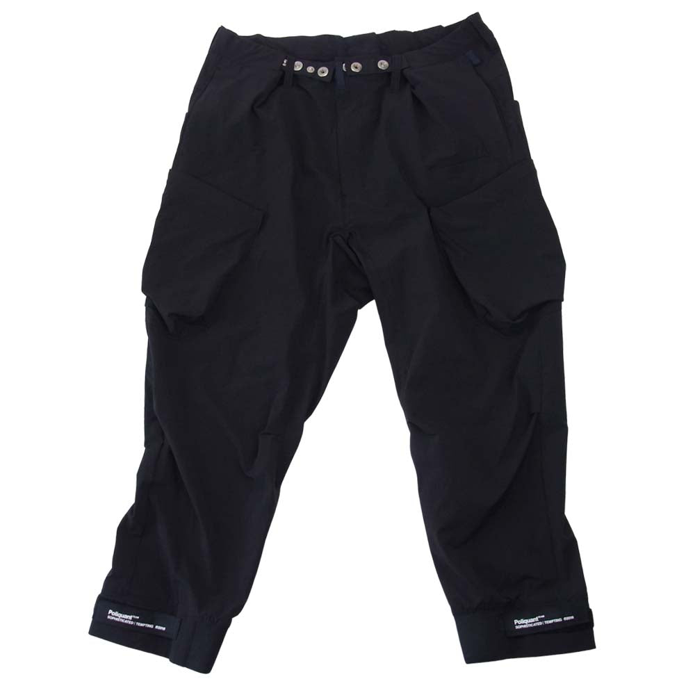 ウエストゴム ボタンベルト カーゴ ジョガー パンツ ブラック系 2【中古】