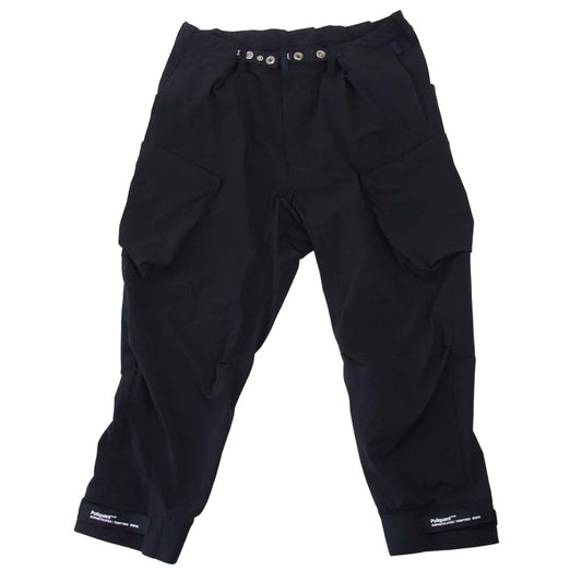 ウエストゴム ボタンベルト カーゴ ジョガー パンツ ブラック系 2【中古】