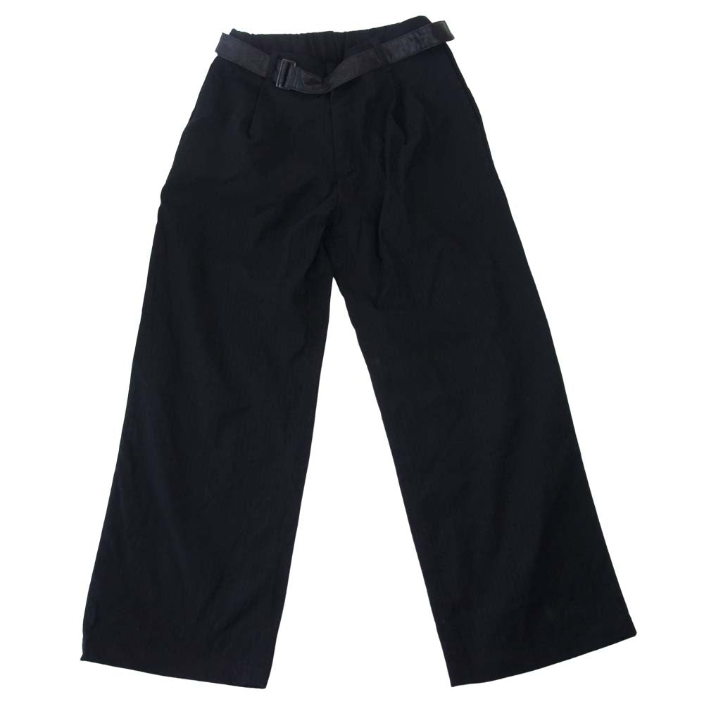 ISAMUKATAYAMA BACKLASH イサムカタヤマバックラッシュ 1715-02 カンガルーレザー ベルト ヘリンボーン イージー ワイド パンツ ブラック系 M【中古】