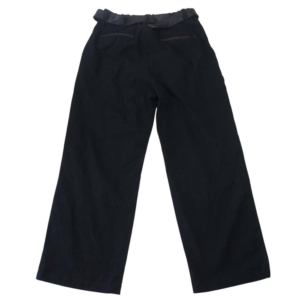 ISAMUKATAYAMA BACKLASH イサムカタヤマバックラッシュ 1715-02 カンガルーレザー ベルト ヘリンボーン イージー ワイド パンツ ブラック系 M【中古】