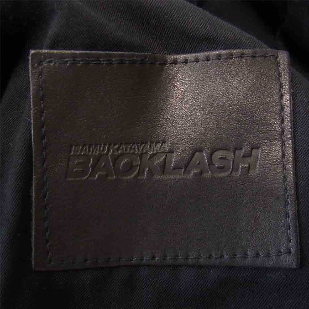 ISAMUKATAYAMA BACKLASH イサムカタヤマバックラッシュ 1715-02 カンガルーレザー ベルト ヘリンボーン イージー ワイド パンツ ブラック系 M【中古】