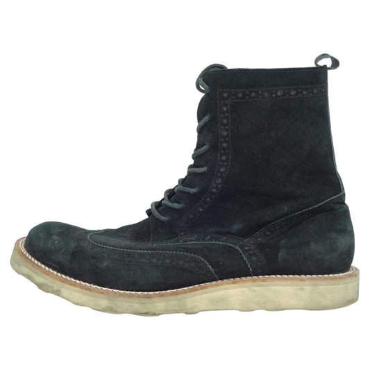 ISAMUKATAYAMA BACKLASH イサムカタヤマバックラッシュ カーフシュリンク スエード サイドジップ ウィングチップ ブーツ ブラック系 実寸約29cm【中古】