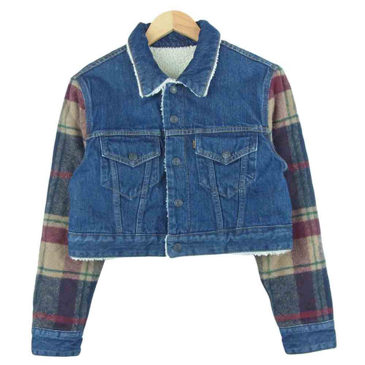 Levi's リーバイス 16977-0000 袖ウール 切替 裏ボア ショート デニム ジャケット インディゴブルー系 S【美品】【中古】