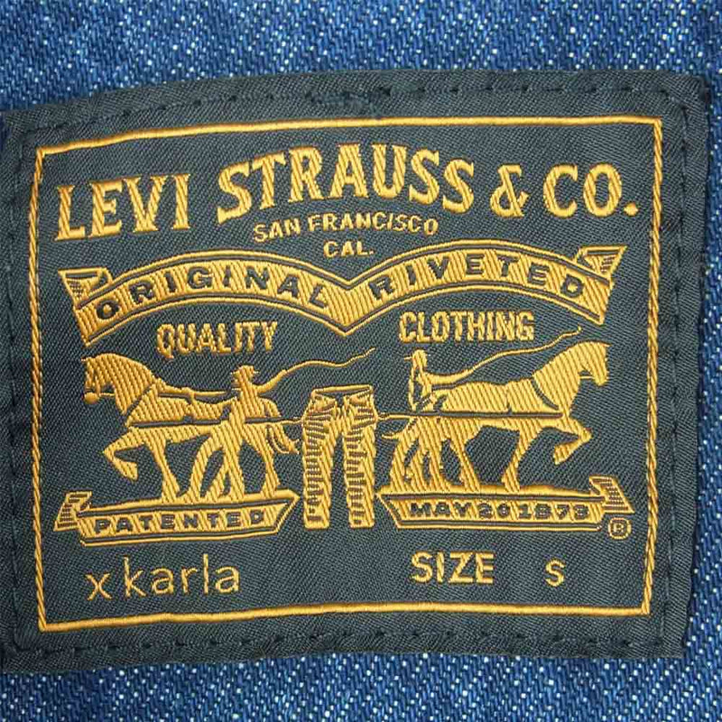 Levi's リーバイス 16977-0000 袖ウール 切替 裏ボア ショート デニム ジャケット インディゴブルー系 S【美品】【中古】