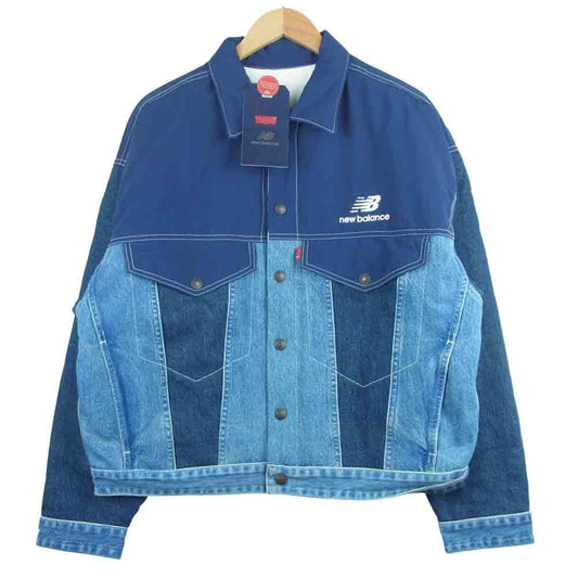 Levi's リーバイス 19855-0002 New Balance ニューバランス Reversible Mens Trucker Jacket リバーシブル トラッカー ジャケット インディゴブルー系 ホワイト系 M【極上美品】【中古】