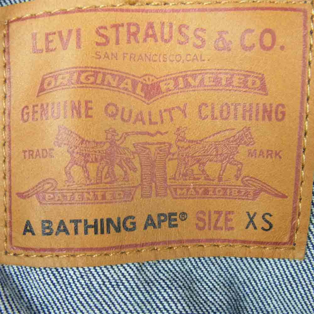 A BATHING APE アベイシングエイプ 56156-0004 LEVI'S リーバイス Type III Split Trucker Jacket トラッカー デニム ジャケット インディゴブルー系 XS【美品】【中古】