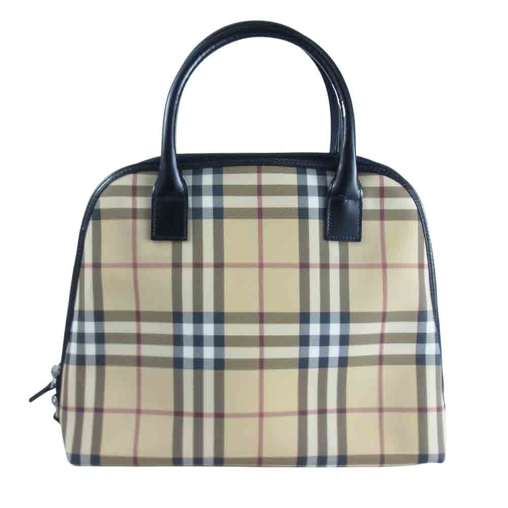 BURBERRY LONDON バーバリー ロンドン イタリア製 ノバチェック レザー ハンド トート バッグ ベージュ系【中古】