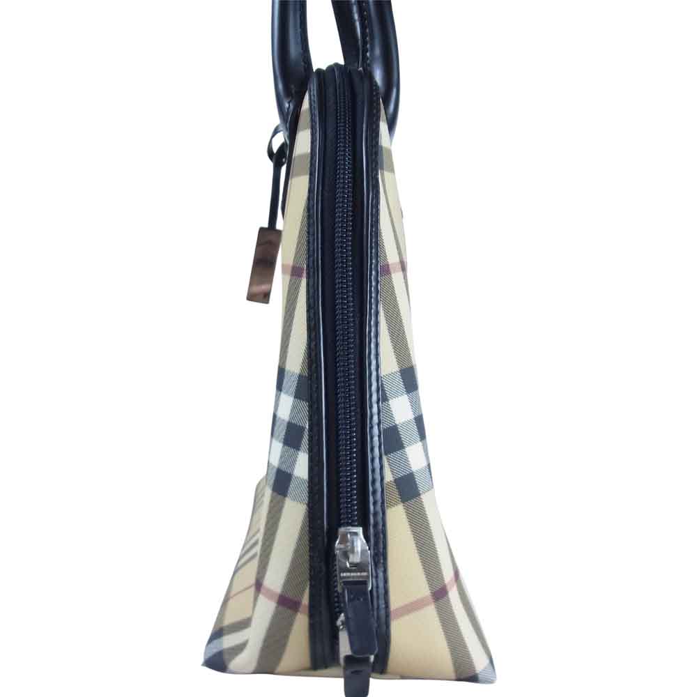 BURBERRY LONDON バーバリー ロンドン イタリア製 ノバチェック レザー ハンド トート バッグ ベージュ系【中古】