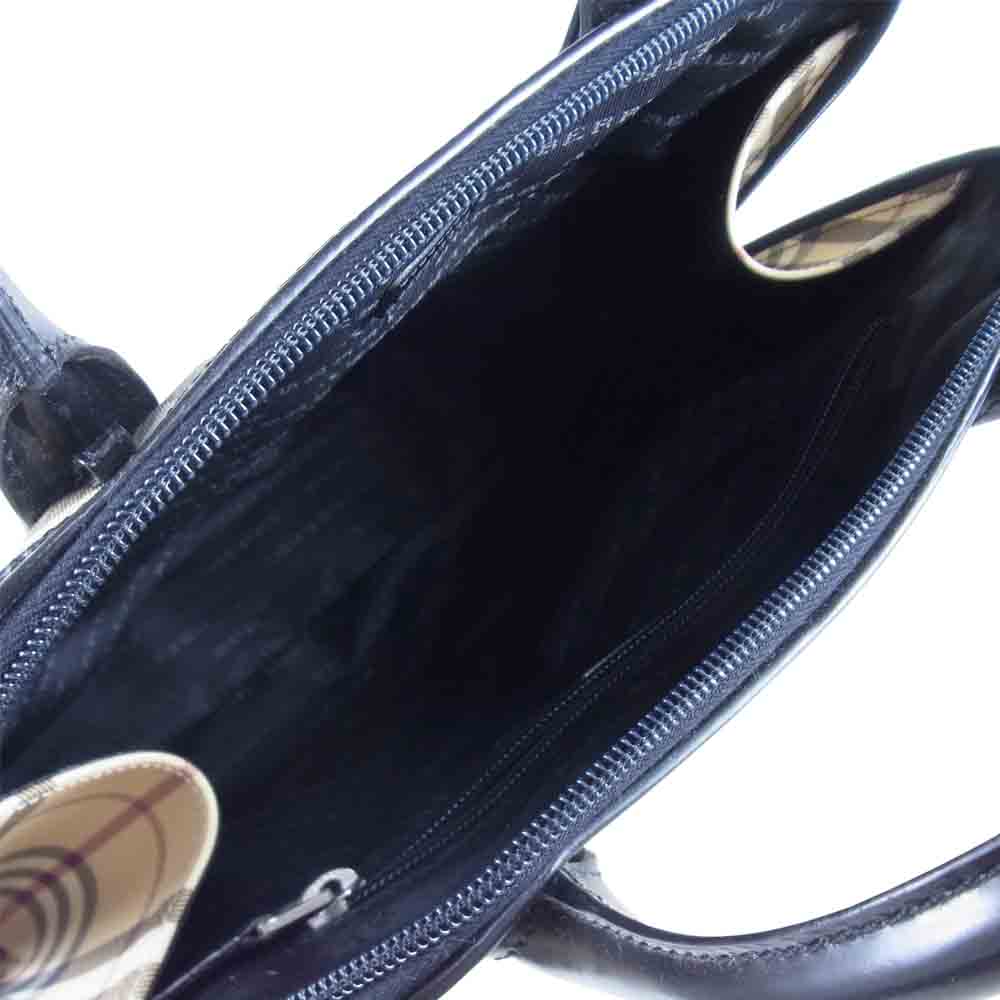 BURBERRY LONDON バーバリー ロンドン イタリア製 ノバチェック レザー ハンド トート バッグ ベージュ系【中古】