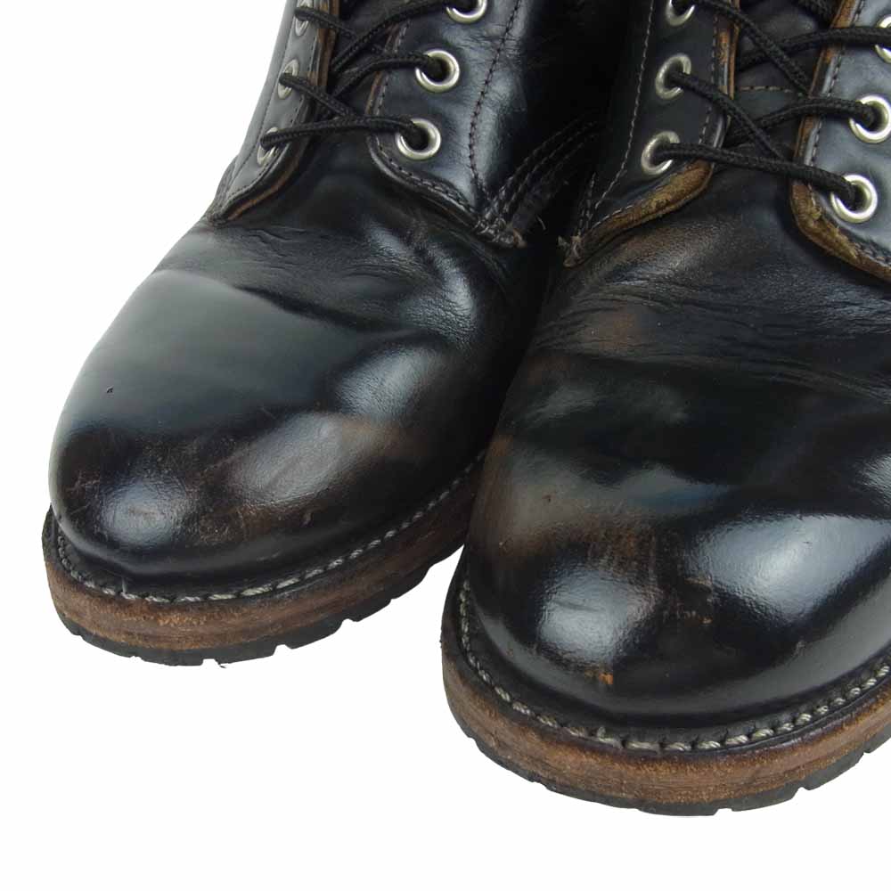 RED WING レッドウィング 9870 茶芯 犬タグ 復刻 アイリッシュセッター クロンダイク プレーントゥ ソール カスタム ブーツ ブラック系 27.5cm【中古】