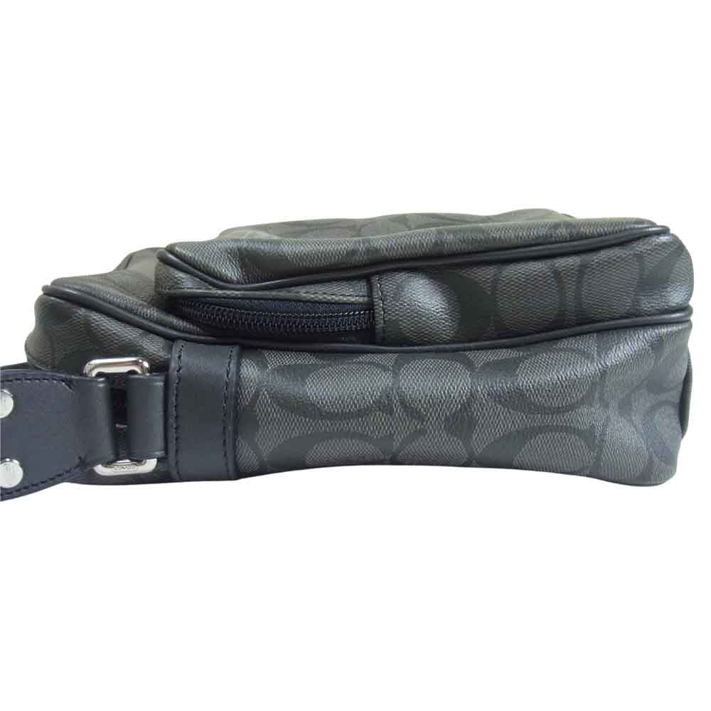COACH コーチ E1332-F70589 ヘリテージ ストライプ シグネチャー ショルダー バッグ ブラック系【中古】