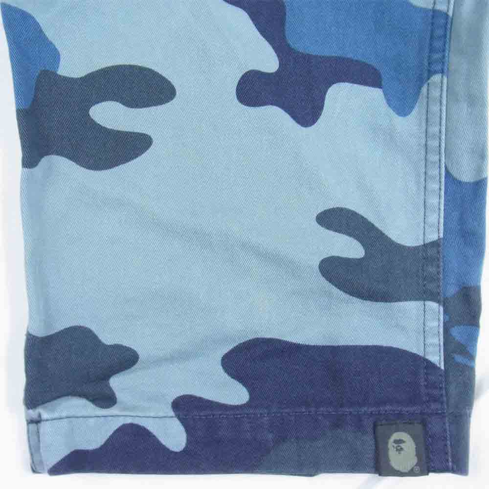 A BATHING APE アベイシングエイプ カモ柄 迷彩柄 カーゴ ミリタリー パンツ 青緑系 S【中古】