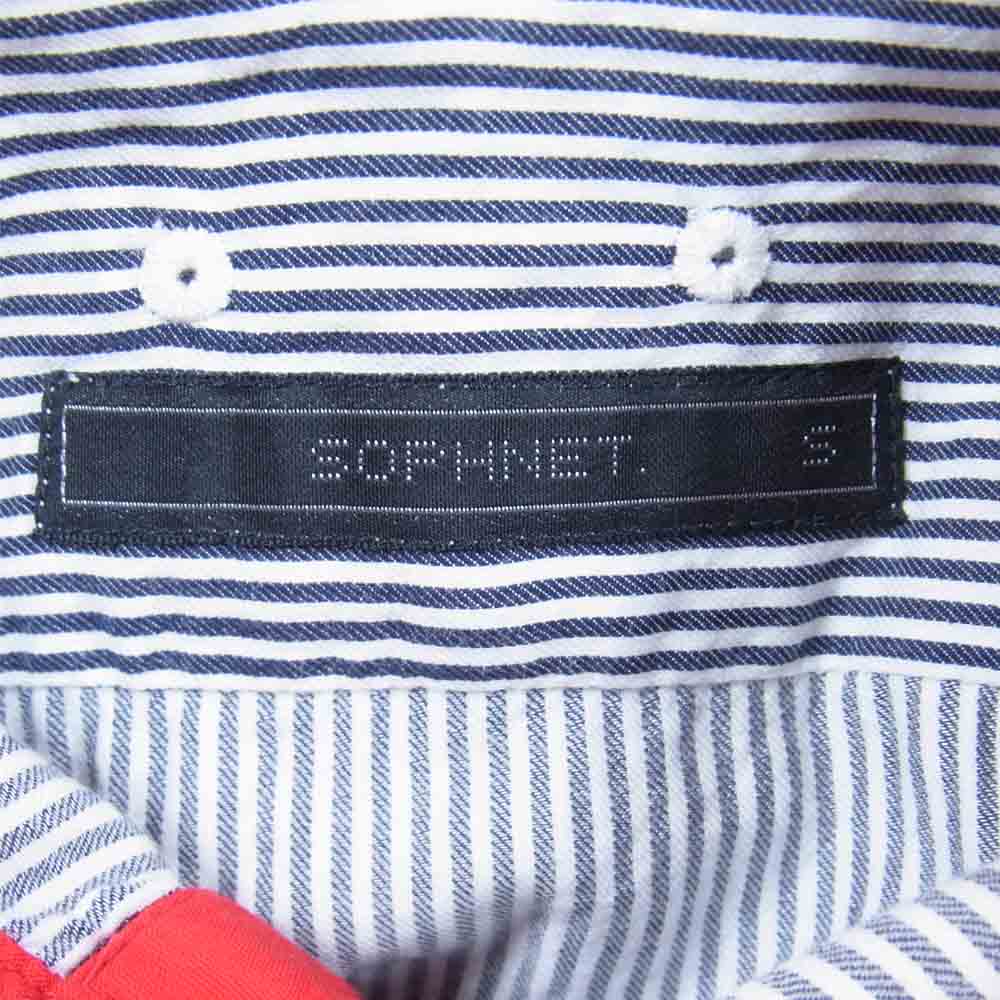 SOPHNET. ソフネット soph-150017 ヘンリーネック 長袖 シャツ 日本製 コットンストライプ ブラック系 S【中古】